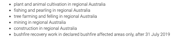 Eligible Industries for Specified Work in Australia