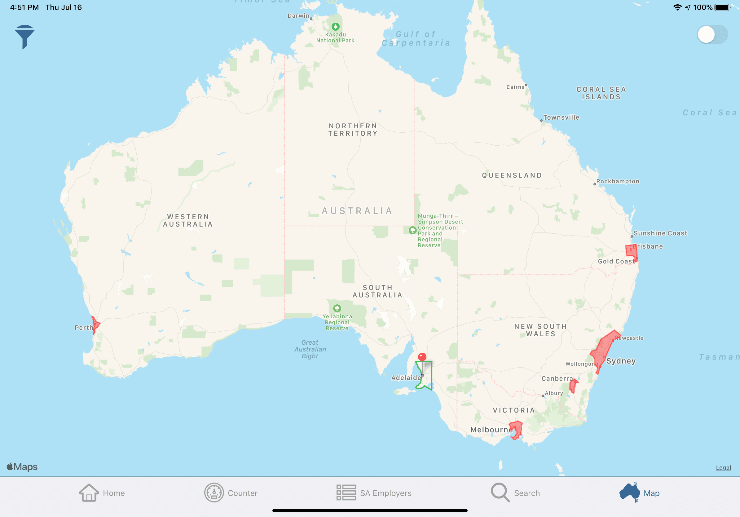 Map of eligible rural and remote areas for farm work in Australia