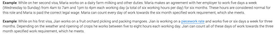 Maria's case: Example of farm work day calculation in Australia