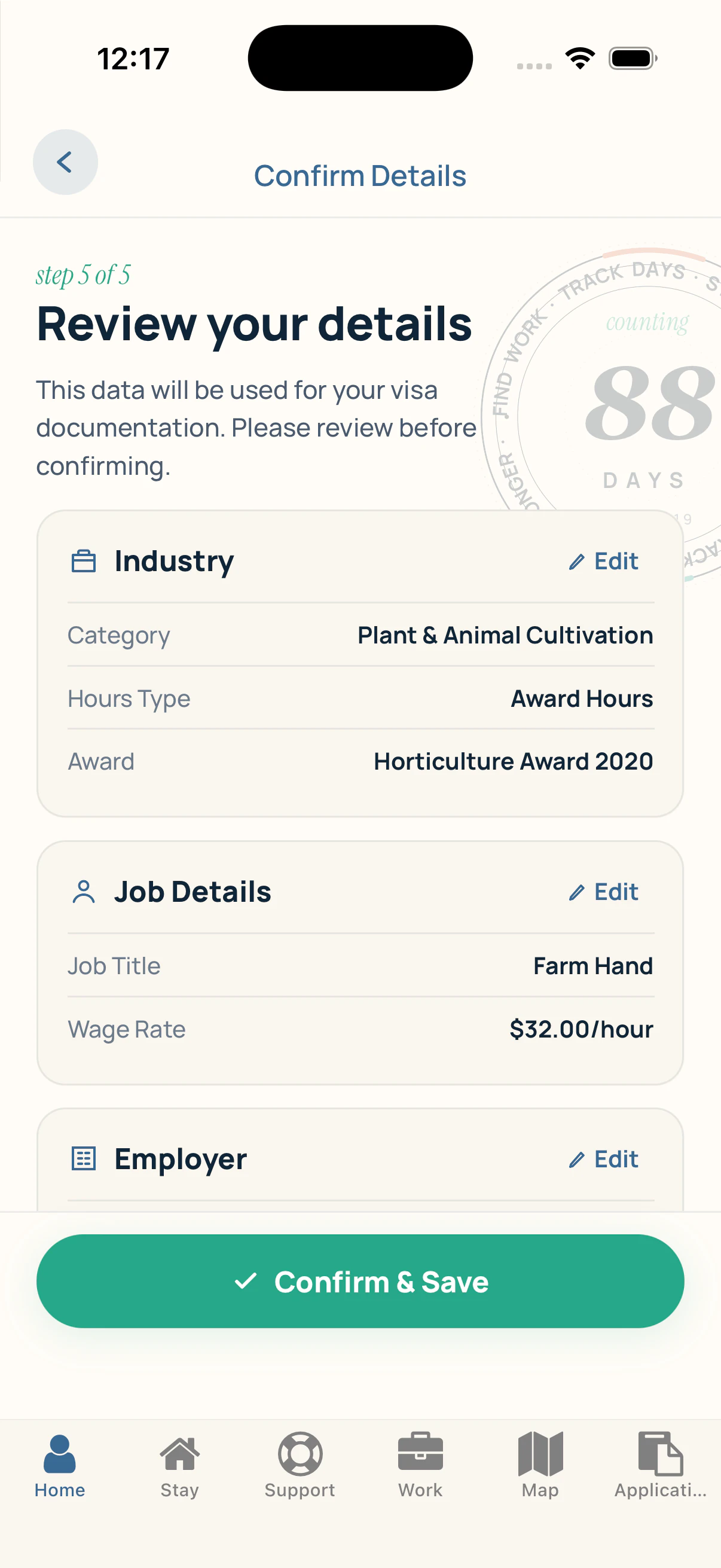 The 88th Day verify-employer ABN screen